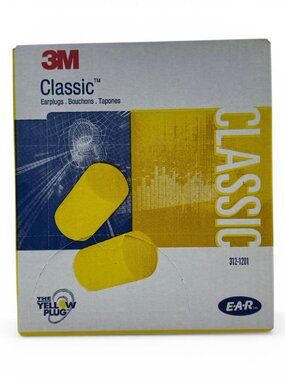 3M Classic Ear Plugs Disposable Yellow Foam 200 Pairs 312-1201
